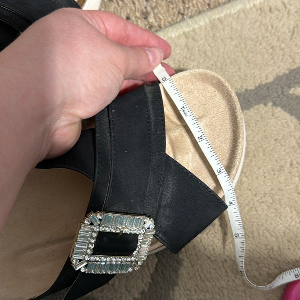 Black crown & ivy slip on sandles with bling detail - Picture 13 of 14